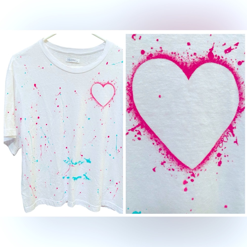 NEW LAUREN MOSHI PAINT SPLATTER HEART TEE